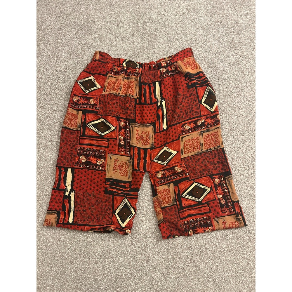Requirements Shorts‎ Womens Medium Red Abstract Geometric Vintage Excellent 90s